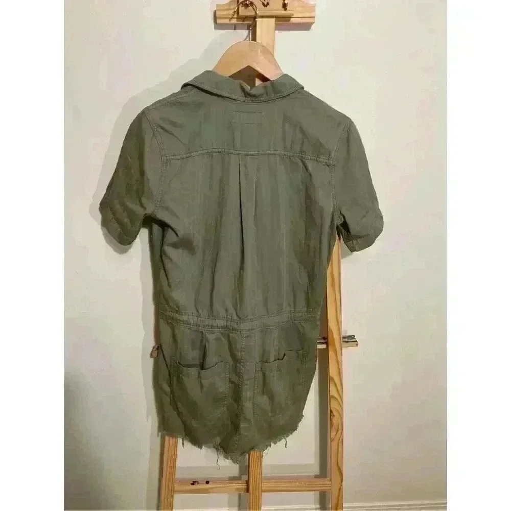 Lucky Brand Drawstring Dress, Women’s Size XS Frayed Hem Above the Knee, Aviator - Picture 9 of 12
